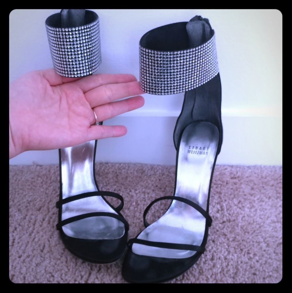 🔥StuartWeitzman Glam Leather & Satin Sandal Heels